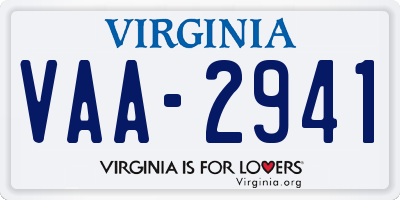 VA license plate VAA2941