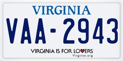 VA license plate VAA2943