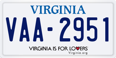 VA license plate VAA2951