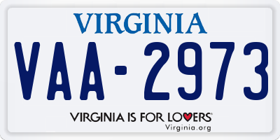 VA license plate VAA2973