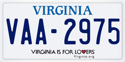 VA license plate VAA2975