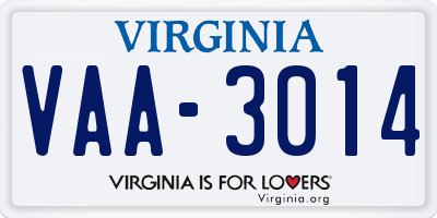 VA license plate VAA3014