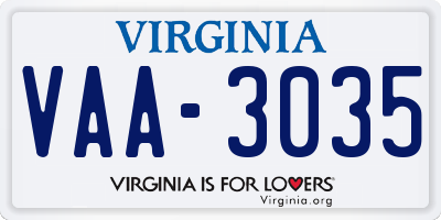 VA license plate VAA3035