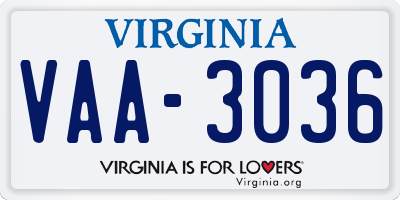 VA license plate VAA3036