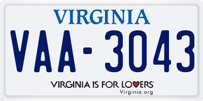 VA license plate VAA3043