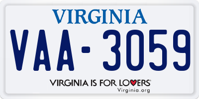 VA license plate VAA3059