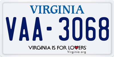 VA license plate VAA3068