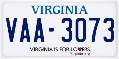 VA license plate VAA3073