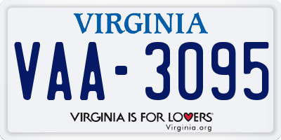 VA license plate VAA3095