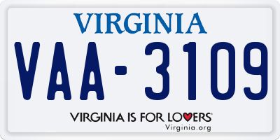 VA license plate VAA3109