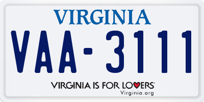VA license plate VAA3111
