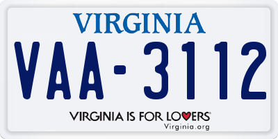 VA license plate VAA3112