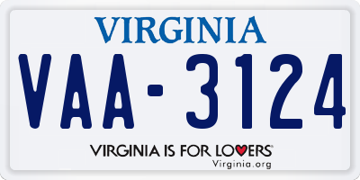 VA license plate VAA3124