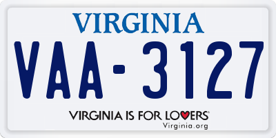 VA license plate VAA3127