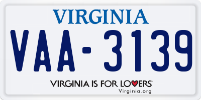 VA license plate VAA3139