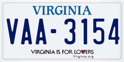 VA license plate VAA3154
