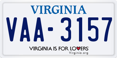 VA license plate VAA3157