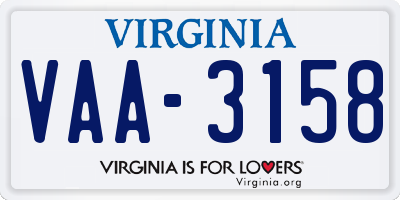 VA license plate VAA3158