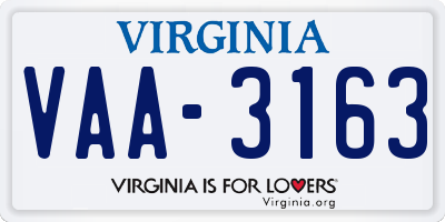 VA license plate VAA3163