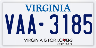 VA license plate VAA3185