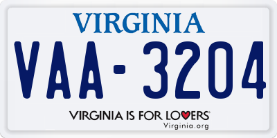 VA license plate VAA3204