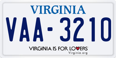 VA license plate VAA3210