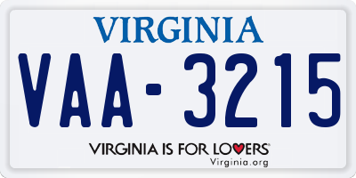 VA license plate VAA3215