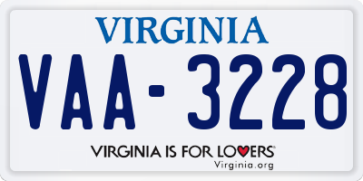 VA license plate VAA3228