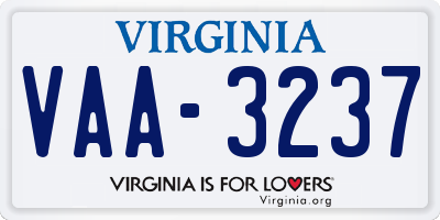 VA license plate VAA3237