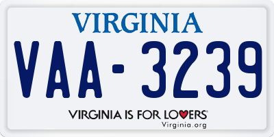 VA license plate VAA3239