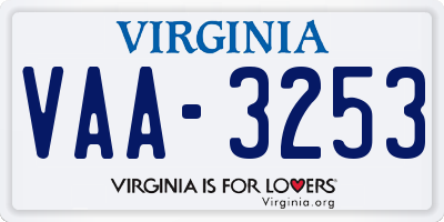 VA license plate VAA3253