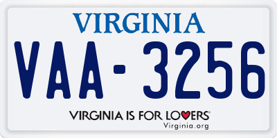 VA license plate VAA3256