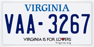 VA license plate VAA3267