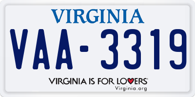 VA license plate VAA3319