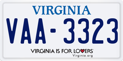 VA license plate VAA3323