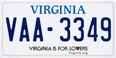 VA license plate VAA3349