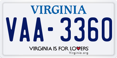 VA license plate VAA3360