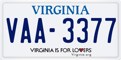 VA license plate VAA3377