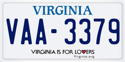 VA license plate VAA3379