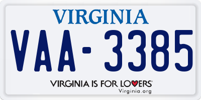 VA license plate VAA3385
