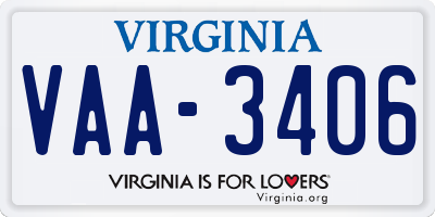 VA license plate VAA3406