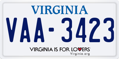 VA license plate VAA3423