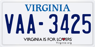 VA license plate VAA3425