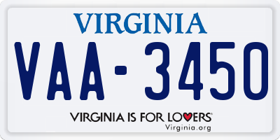 VA license plate VAA3450