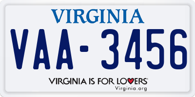 VA license plate VAA3456