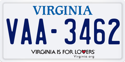 VA license plate VAA3462