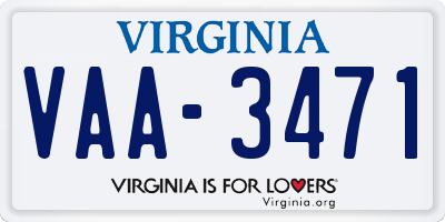 VA license plate VAA3471