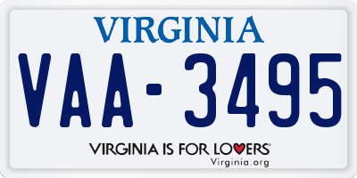 VA license plate VAA3495