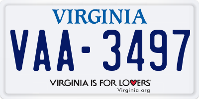 VA license plate VAA3497