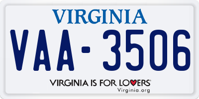 VA license plate VAA3506